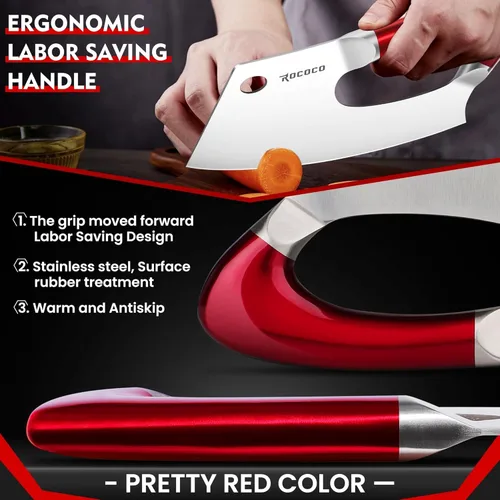 Miniatura 6 de ROCOCO Cuchillo de Carnicero Único Ahorro de Esfuerzo Cuchillo de Cocina Profesional Cuchillos de Chef de Acero Inoxidable para Cortar Carne y Rojo