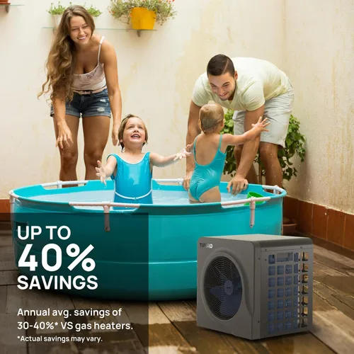 Miniatura 4 de TURBRO Bomba de Calor para Piscina de 18,000 BTU, Calefactor Eléctrico para Piscinas sobre el Suelo y Spas de hasta 6,000 Galones, Intercambiador