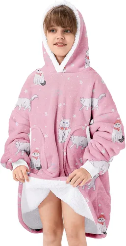 Miniatura 6 de Zando Manta con Capucha Ponible Manta para Niños y Adultos Manta Cómoda con Capucha Sudadera de Gran Tamaño Sherpa Forro Polar