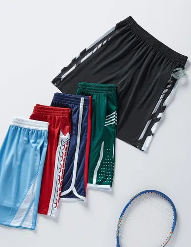 Miniatura 64 de Liberty Imports Paquete de 5 pantalones cortos de baloncesto atléticos de secado rápido para hombre, entrepierna de 9 pulgadas con bolsillos, ropa