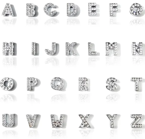 NSBELL 52 dijes de diamantes de imitación completos de 0.315 pulgadas con letras del alfabeto A-Z para manualidades, collares, gargantillas,