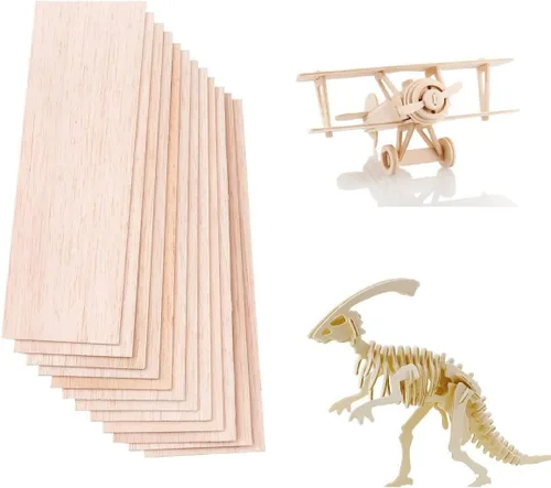 Miniatura 9 de Paquete de 12 hojas de madera de balsa de 1/8 x 4 x 8 pulgadas, madera natural sin terminar para manualidades, hacer modelos de casa, avión, barco
