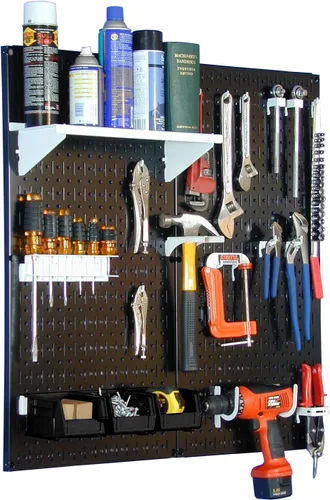 Miniatura 7 de Kit de almacenamiento de herramientas utilitario de tablero de clavijas de metal Wall Control con tablero de clavijas negro y accesorios negros