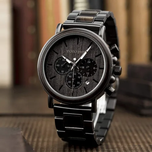 Miniatura 3 de 2win - Reloj de madera con grabado personalizado para hombre, reloj para de cumpleaños, aniversario, para tu novio, enamorado, prometido, esposo