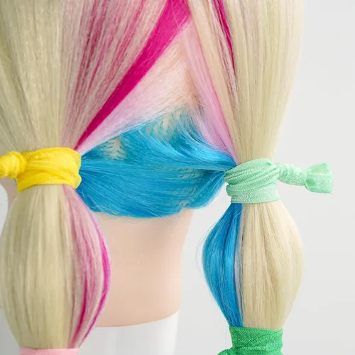 Miniatura 5 de MEEDEE Paquete de 100 cintas elásticas para el cabello arcoíris: sin arrugas, sujetadores de cola de caballo de cinta suave anudada para mujeres