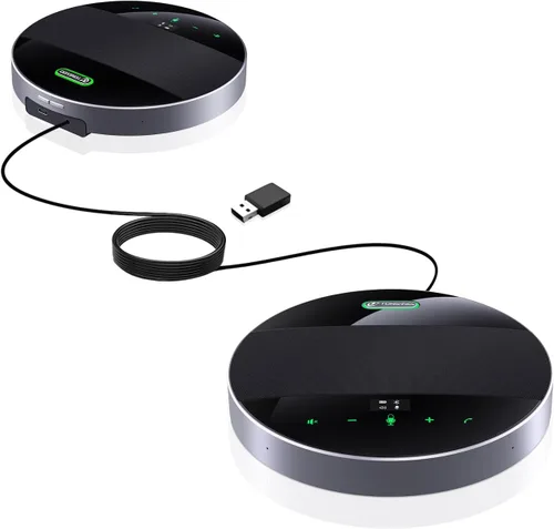 TONGVEO Altavoz y micrófono de conferencia 2 en 1, altavoz inalámbrico Bluetooth Daisy Chain con micrófonos omnidireccionales de 360° conexión