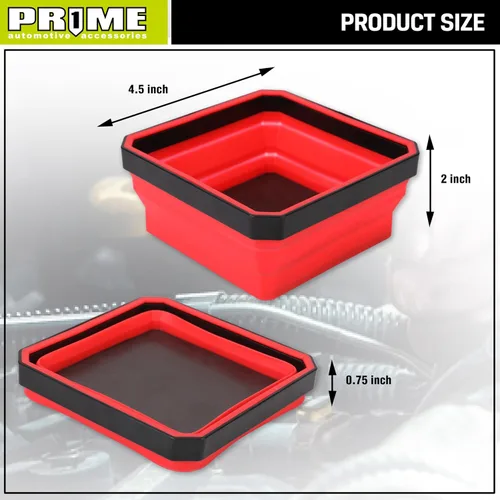 Miniatura 2 de PR1ME Juego de Bandejas Magnéticas Plegables para Piezas, Bandeja Magnética Plegable, 3 Piezas de Cuencos Cuadrados de Silicona de 4.25 Pulgadas