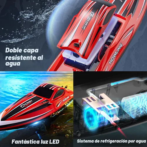 Miniatura 4 de BEZGAR Barco a control remoto, 16 pulgadas, grande, sin escobillas, para adultos y niños, 55 KPH grandes y rápidos, barcos de velocidad RC