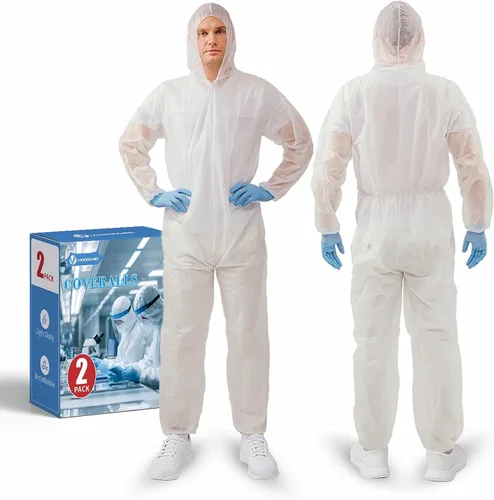 Miniatura 24 de Trajes de materiales peligrosos, 10 opciones de colores Monos protectores desechables, traje de pintura con muñecas elásticas, tobillos y capucha