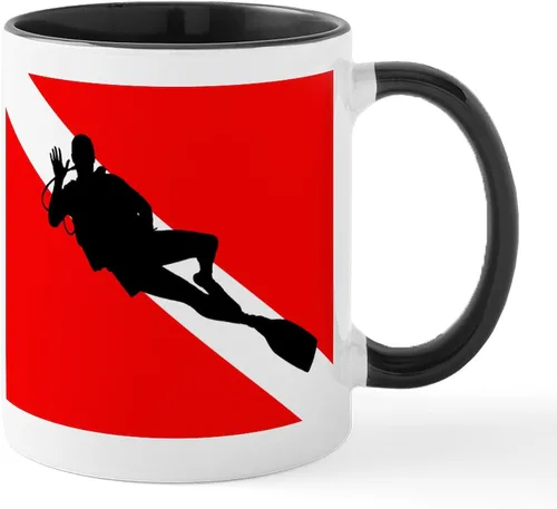 Miniatura 39 de CafePress Scuba Flag Diver Taza de café de cerámica de 11 oz (11.0 fl oz)