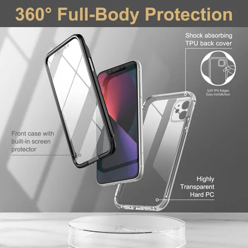 Miniatura 5 de SURITCH Funda transparente para iPhone 11 (solamente) de 6.1 pulgadas, [protector de pantalla integrado] cubierta protectora de cuerpo completo a