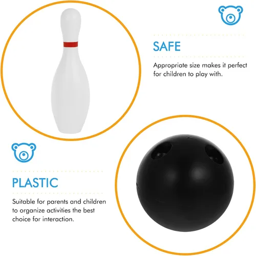 Miniatura 3 de Kisangel Juego de bolos para niños, 10 bolos de plástico y 2 bolas, juego de juegos para interiores y exteriores, juguetes para deportes familiares