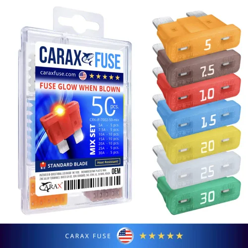 Miniatura 4 de CARAX Fusible incandescente – Fusible premium estándar/hoja regular ATC/ATO/ATS – 50 piezas – Kit surtido – Fusible automotriz LED resplandor al