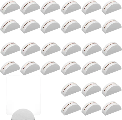 Miniatura 9 de Tinoaly 30 soportes de madera para números de mesa, soportes de madera semicircular para bodas, restaurantes, banquetes, fiestas de cumpleaños