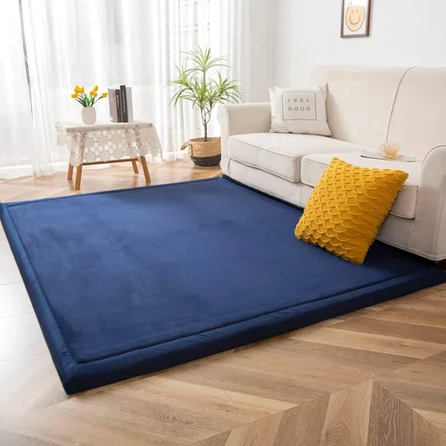Miniatura 9 de Alfombra de terciopelo negro de coral de MAXYOYO, alfombrilla gruesa de tatami japonés para sala de estar con respaldo antideslizante, alfombra