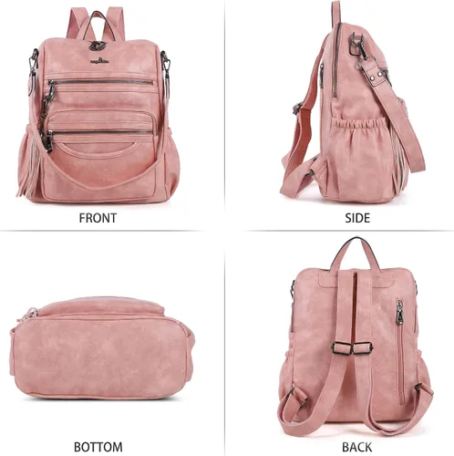 Miniatura 46 de Bolsos mochila monedero de piel sintética para mujer, bolsas con zíper, mochilas de hombro casuales