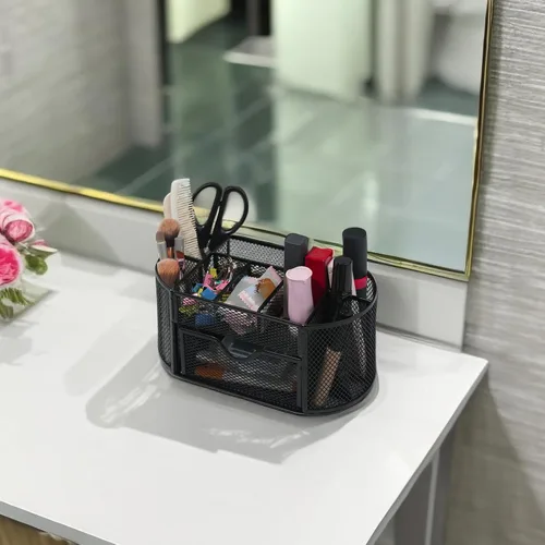 Miniatura 6 de Organizadores de escritorio y accesorios Newkita con soporte para lápices y bolígrafos, suministros con 8 compartimentos y 1 cajón extraíble