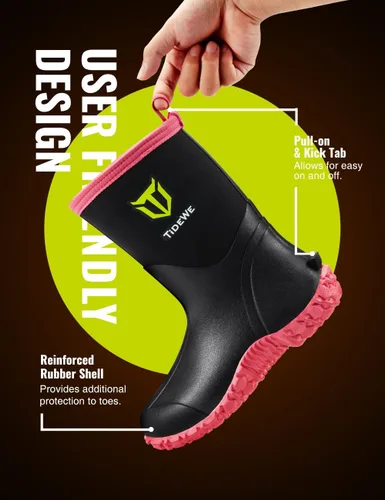 Miniatura 5 de TIDEWE Botas de goma para mujer, botas de lluvia aisladas de neopreno de 0.217 in con vástago de acero, botas de caza impermeables de media
