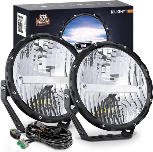 Miniatura 10 de Nilight Luces todoterreno redondas de 7 pulgadas, 2 unidades, 120 W, haz alto y bajo, IP68, cápsulas LED de conducción incorporadas EMC con kit