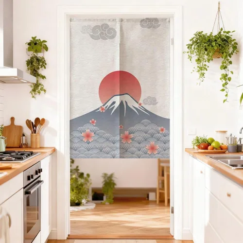 MYRU Tapiz de cortina japonesa Noren para puerta (montaña de Fuji, 33.5 x 59 pulgadas)