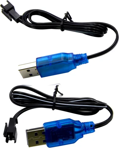Miniatura 2 de Blomiky Paquete de 2 cables de carga de batería de litio de 3.7 V con enchufe negro SM-2P para algún tipo de mini RC anfibio acrobacias