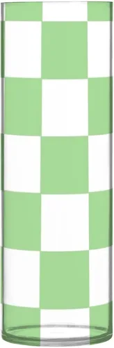 Florero de plástico a cuadros americanos verdes y blancos para flores, 11.8 x 3.9 pulgadas, jarrón decorativo para boda, estante de entrada moderno,