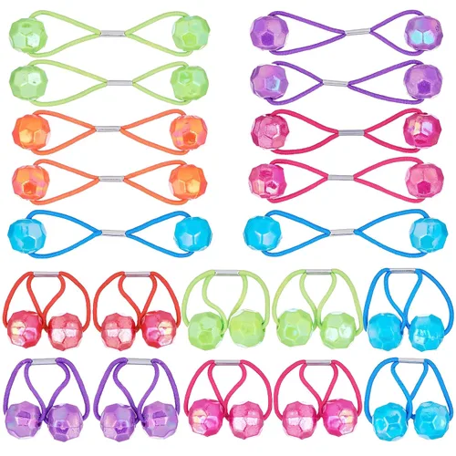 Miniatura 4 de Colección de 20 piezas de coleteros, bolas de cola de caballo, gomas elásticas, cuentas de pelo de 18 mm redondas, opacas, multicolores, dobles