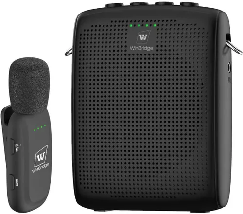 WinBridge - Amplificador de voz inalámbrico para profesores, sistema de micrófono de solapa que ahorra tu voz, sistema PA portátil de 15 W con
