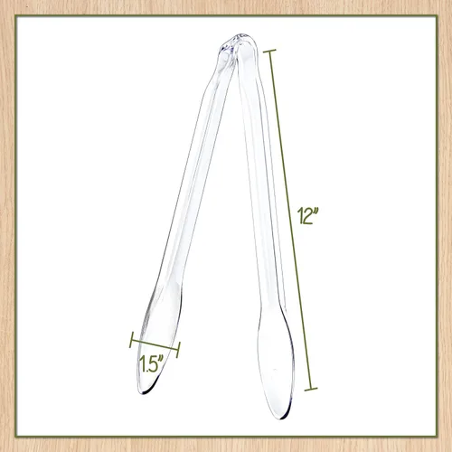 Miniatura 2 de Plasticpro Pinzas desechables de plástico para servir de 12 pulgadas, duraderas, resistentes, utensilios de servicio premium, transparentes, paquete