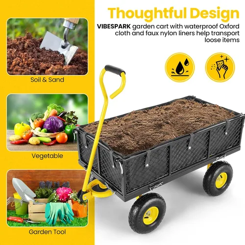 Miniatura 20 de Carrito de jardín, carrito de jardín de acero de malla de servicio pesado de 880 libras de capacidad con lados removibles para convertir