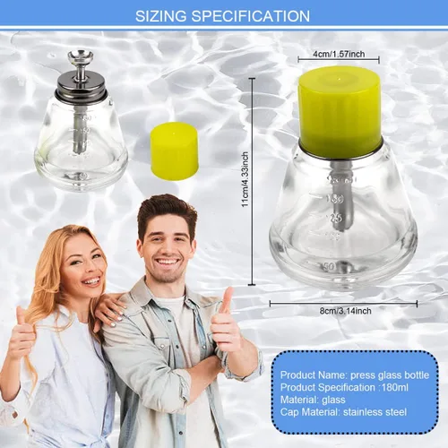 Miniatura 2 de FERCAISH Botella de vidrio transparente de 6.1 fl oz, dispensador profesional de bomba de vidrio transparente con escalas de medición