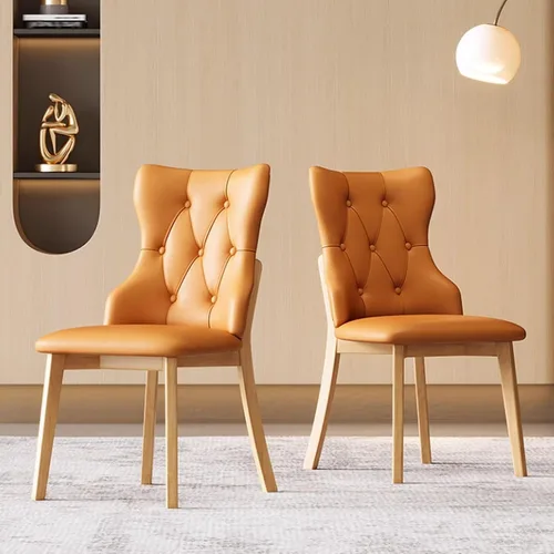 Miniatura 24 de Juego de sillas de comedor, sillas rústicas de cocina, silla de comedor tapizada con cojín grueso, silla de sala de estar con marco de madera beige