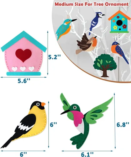Miniatura 2 de CiyvoLyeen Kit de Costura de Aves Silvestres para Niños y Niñas Kit de Costura de Animales para Principiantes Conjunto de 12 Proyectos de Costura