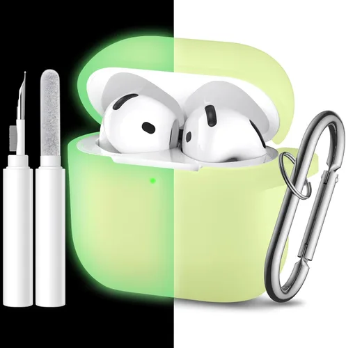 Miniatura 13 de Funda protectora completa de silicona suave para AirPods 4 con llavero y kit de limpieza, compatible con Apple Airpods 4 para mujeres y hombres