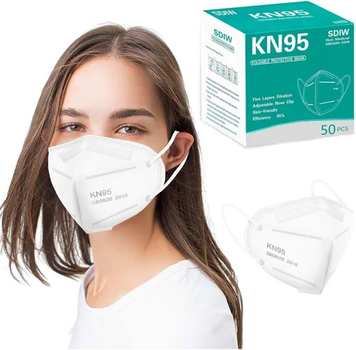 Miniatura 9 de 50 unidades, Máscaras faciales KN95, color negro, 5 capas, cubrebocas de seguridad para el polvo, eficiencia de filtro ≥95%, con bucles elásticos