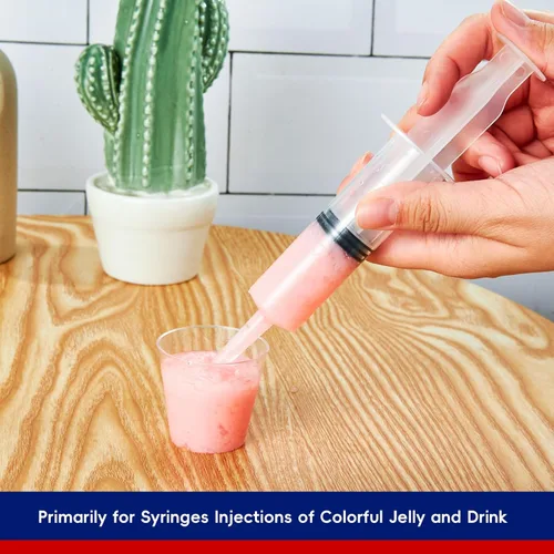 Miniatura 2 de Paquete de 50 jeringas de gelatina de Halloween de 1.5 onzas, recipientes medianos con tapas, perfectas para vasos de chupito de plástico o vasos