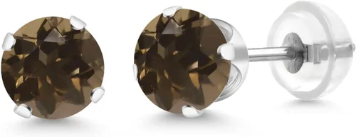 Miniatura 19 de Gem Stone King Aretes solitarios con piedra natal de oro de 14 quilates Redondos de 0.236 in Aretes de oro para mujeres y hombres