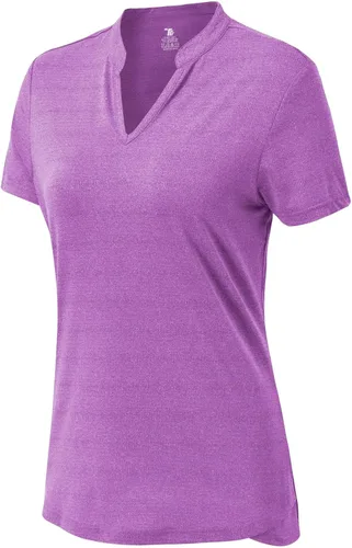 Miniatura 79 de Gopune Polo de golf con cuello en V para mujer, sin cuello, manga corta, ligera, de secado rápido, camisetas de tenis para correr