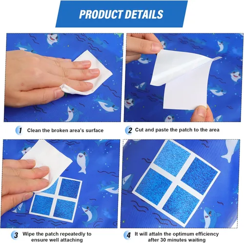 Miniatura 3 de Nuanchu Parche de vinilo autoadhesivo para alberca, hoja de reparación de PVC impermeable para piscinas sobre el suelo, casa de rebote, barco