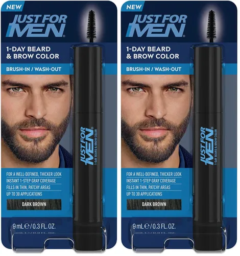 Miniatura 19 de Just for Men Color de barba y cejas de 1 día, color temporal para barba y cejas, para un aspecto más completo y bien definido, hasta 30 Marrón claro