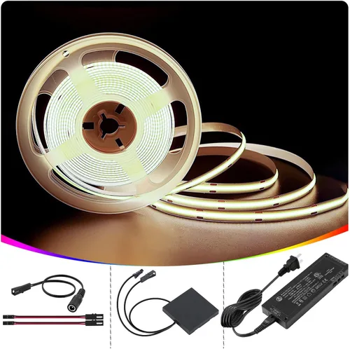 Miniatura 9 de VST Tira de luces LED COB de 16.4 pies CCT 2700K-6500K con certificación UL, luz LED regulable de 24 V CRI 93, 2400 LED súper brillante cinta