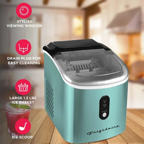 Miniatura 3 de Frigidaire EFIC103 - Máquina de hacer hielo resistente, 26 libras de hielo por día, azul SS Azul inoxidable