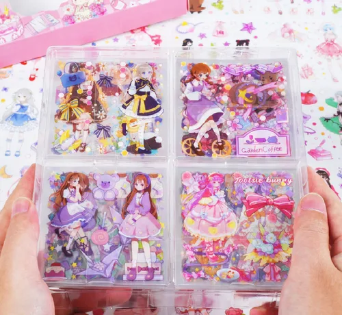 Miniatura 4 de Juego de 100 hojas de calcomanías Kawaii para álbumes de recortes para diario, calcomanías transparentes para diario, diarios basura, ideal