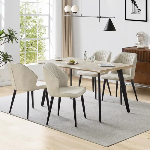 Miniatura 9 de TUKAILAi Juego de 2 sillas de comedor modernas, tapizadas de piel sintética con respaldo curvado y patas de metal, cómodas sillas laterales