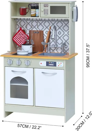 Miniatura 7 de Teamson Kids - Little Chef Boston Modern Play Kitchen - Verde oliva/Blanco 22.25 x 12 x 37.5 pulgadas