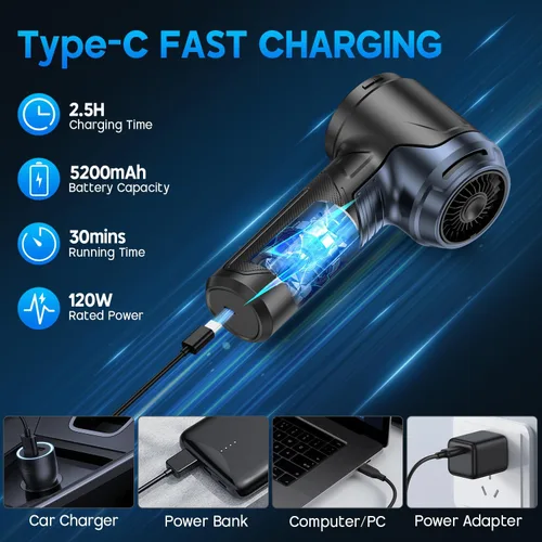 Miniatura 4 de JONYJ Aspiradora de mano para automóvil, aspiradora de mano de 16000 PA, portátil, inalámbrica, 2 en 1 plumero de aire y aspiradora con luz LED