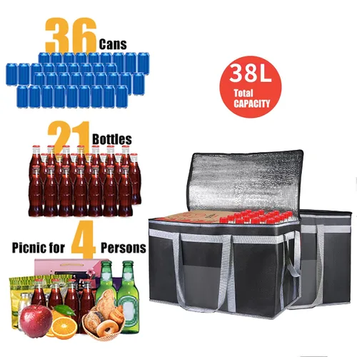 Miniatura 5 de Bolsas aisladas reutilizables para alimentos para entrega de alimentos, bolsas aisladas para entrega de pizza de viaje, bolsa térmica plegable