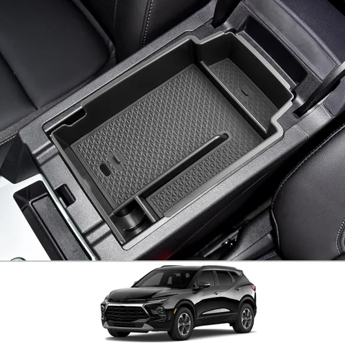 CDEFG Organizador de accesorios de consola central para Chevy Blazer 2019-2025 2026 Material ABS, bandeja de inserción de caja de reposabrazos Negro