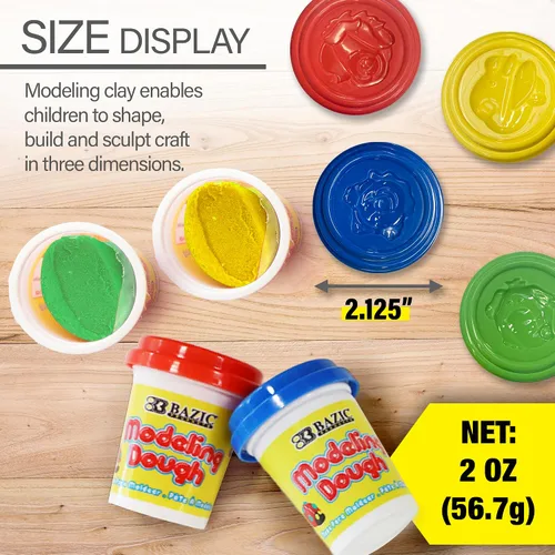 Miniatura 2 de BAZIC Products Arcilla para modelar 4 colores, colores surtidos, masa, manualidades, regalo no tóxico para artistas (paquete de 8 onzas), 36 paquetes
