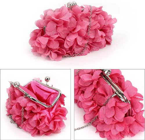 Miniatura 3 de Buddy - Bolso de mano de satén suave para mujer, con forma de rosa, para boda, fiesta
